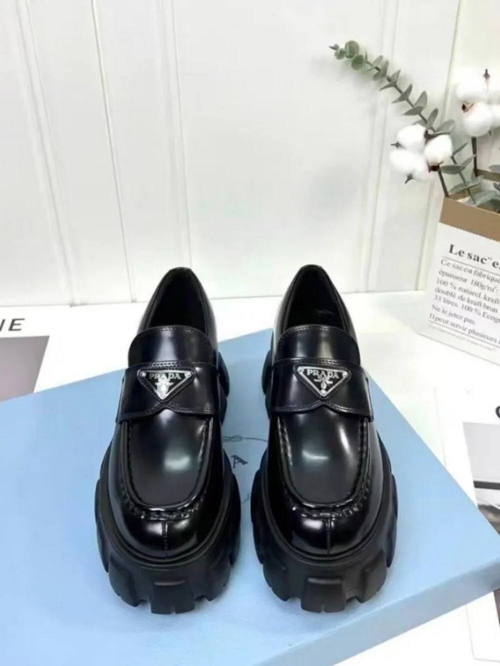 🐕Prada Triangle Logo Lug Sole Loafers - Picture 2 of 8